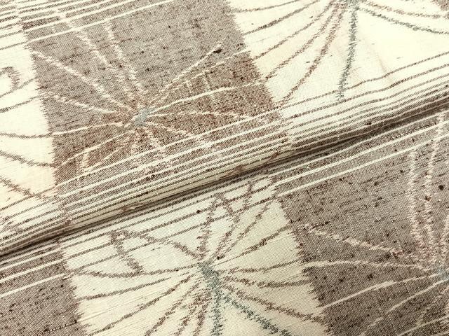 平和屋着物●工芸本真綿紬 蒔絵織 市松文様 反端付き 正絹 逸品 未使用 AABH0654fy