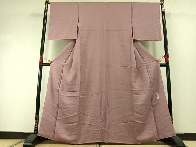 平和屋着物●本加賀友禅作家 毎田仁郎 色無地 草花地紋 薄柿色 正絹 逸品 AABH0660fy