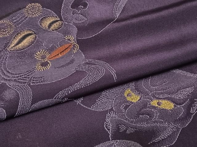 平和屋着物●お召 能面 金銀糸 正絹 逸品 AABH0668fy