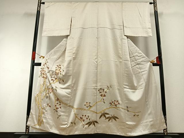 平和屋着物●豪華色留袖 駒刺繍 枝花文 金彩 正絹 逸品 AABH0671fy