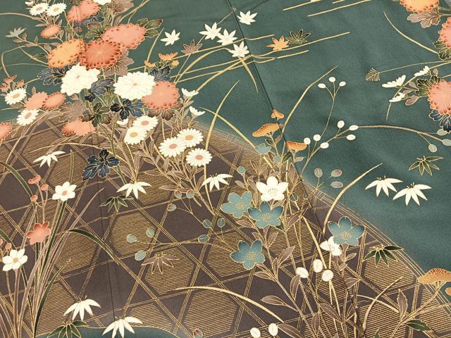 平和屋着物●訪問着 作家物 草花文 暈し染め 金彩 正絹 逸品 AABH0715fy