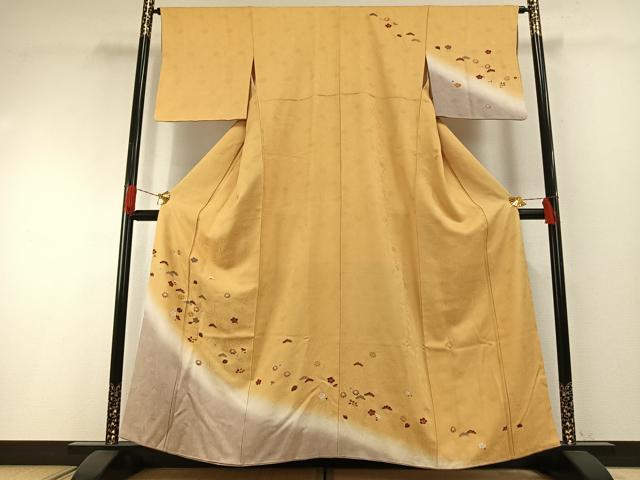 平和屋着物●訪問着 松 梅 暈し染め 金彩 正絹 逸品 AABH0719fy