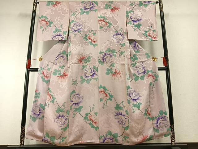 平和屋着物●上質な小紋　草花文　暈し染め　金彩　正絹　逸品　AABH0732fy 平和屋着物○上質な小紋 草花文 暈し染め 金彩 正絹 逸品 AABH0732fy
