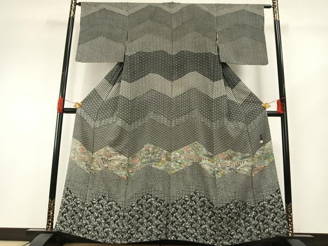 平和屋着物●西野慎一 訪問着 人物風景花文 正絹 逸品 AABH0733fy