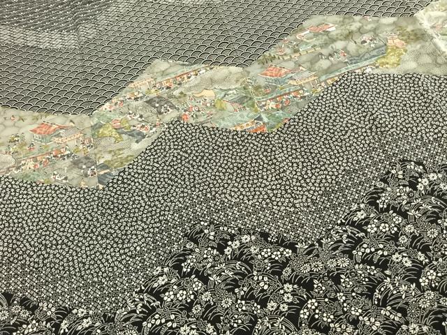 平和屋着物●西野慎一 訪問着 人物風景花文 正絹 逸品 AABH0733fy