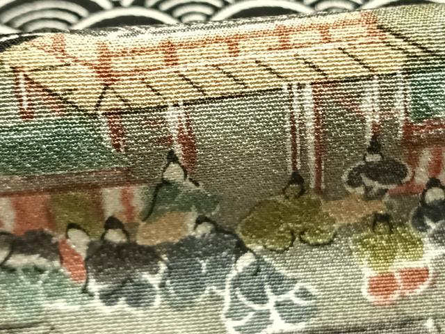 平和屋着物●西野慎一 訪問着 人物風景花文 正絹 逸品 AABH0733fy