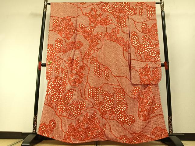 平和屋着物●豪華振袖 総絞り 草花文 正絹 逸品 AABH0738fy