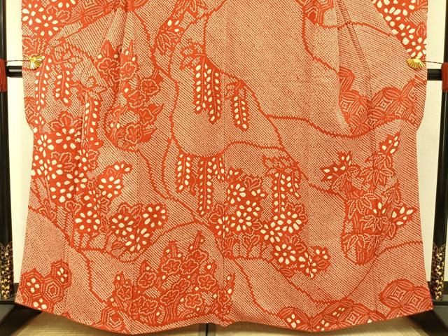 平和屋着物●豪華振袖 総絞り 草花文 正絹 逸品 AABH0738fy