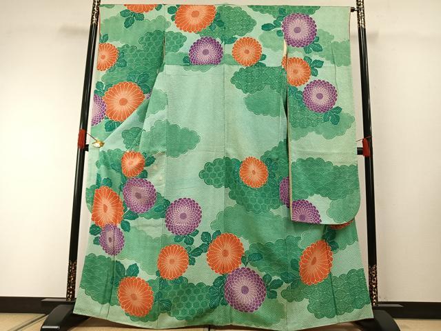 平和屋着物●名門 藤娘きぬたや・総絞り 振袖 雲取り花文 正絹 逸品 AABH0739fy