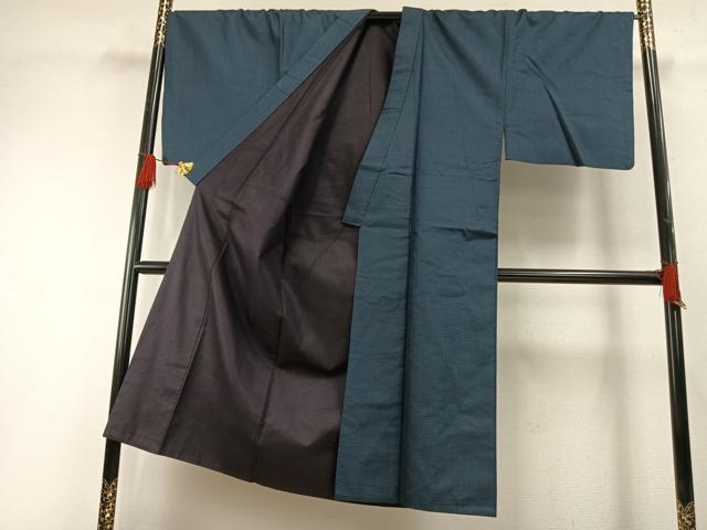 平和屋着物●男性 紬 アンサンブル 亀甲柄 キングサイズ 正絹 逸品 AABH0745fy