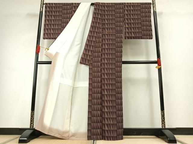 平和屋着物●上質な小紋 幾何学文様 正絹 逸品 AABH0749fy
