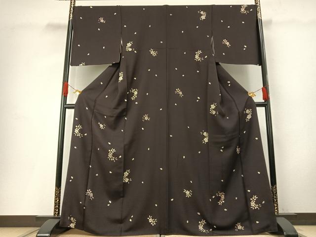 平和屋着物●上質な小紋 ろうけつ染 舞花文 正絹 逸品 AABH0755fy