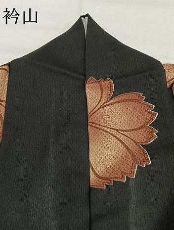 平和屋着物●豪華振袖 お召地 舞花文 黒地 やまと金ラベル ロング丈 正絹 逸品 AABH0764fy