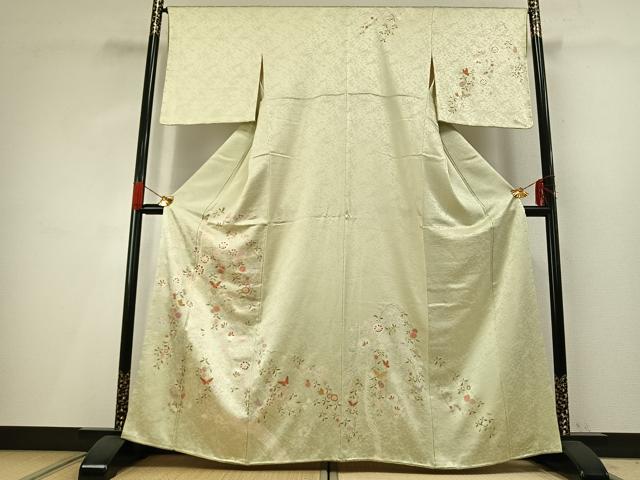 平和屋着物●訪問着 絞り 花蝶文 金彩 正絹 逸品 AABH0766fy