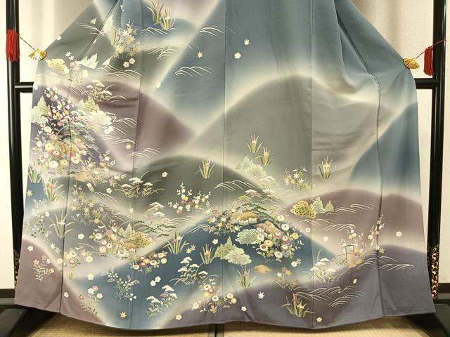 平和屋着物●訪問着 友禅 茶屋辻 暈し染め 正絹 逸品 AABH0771fy