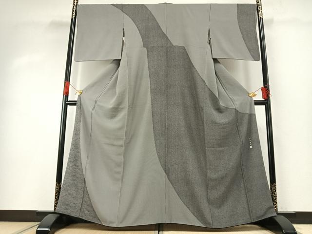 平和屋着物●伝統工芸士 田島輝久 訪問着 立波 笹竹文 正絹 逸品 AABH0776fy
