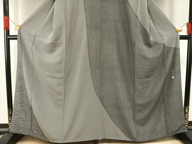 平和屋着物●伝統工芸士 田島輝久 訪問着 立波 笹竹文 正絹 逸品 AABH0776fy
