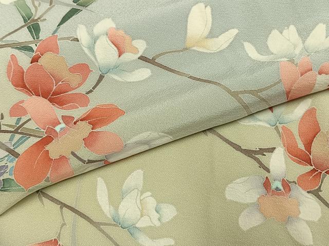 平和屋着物●十日町友禅作家 松雨 訪問着 枝花文 暈し染め 正絹 逸品 AABH0782fy