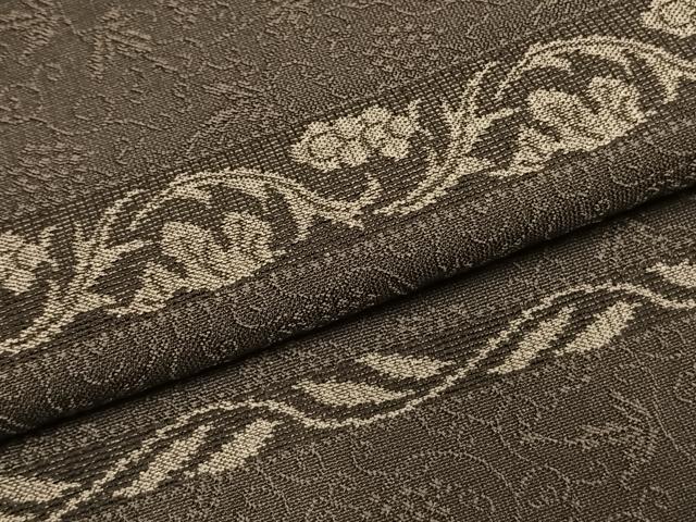 平和屋着物●お召 横段草花文 正絹 逸品 AABH0783fy
