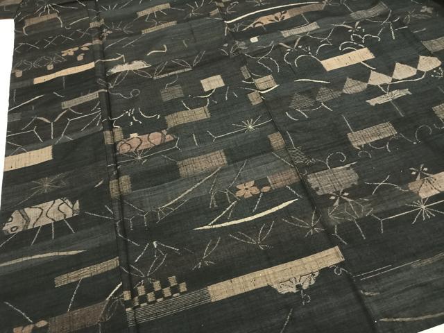 平和屋着物●小千谷紬 越後国・縮屋次郎 横段文 正絹 逸品 AABH0793fy