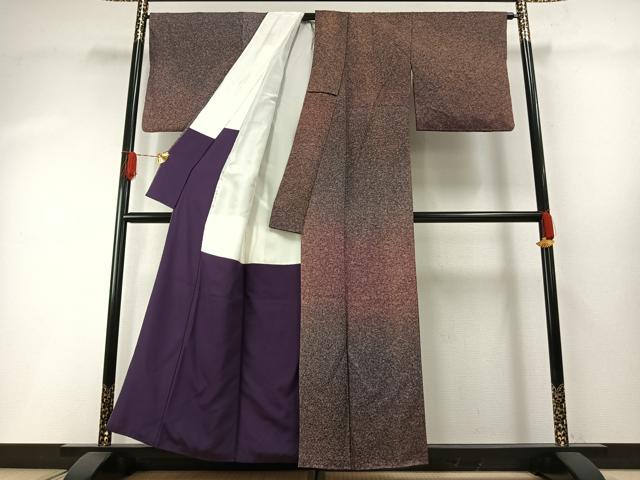 平和屋着物●上質な小紋 霞文 暈し染め 金通し地 正絹 逸品 AABH0810fy