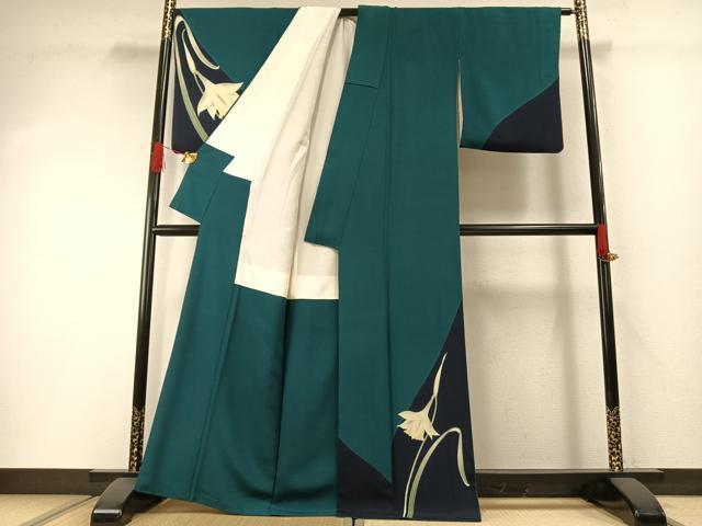 平和屋着物●世界的人形師 辻村寿三郎 ジュサブロー 訪問着 草花文 正絹 逸品 AABH0815fy