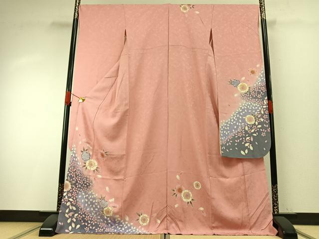 平和屋着物●豪華振袖 舞桜文 暈し染め 金彩 ロング丈 正絹 逸品 AABH0821fy