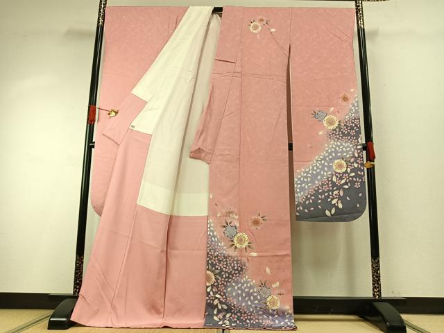 平和屋着物●豪華振袖 舞桜文 暈し染め 金彩 ロング丈 正絹 逸品 AABH0821fy