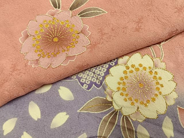 平和屋着物●豪華振袖 舞桜文 暈し染め 金彩 ロング丈 正絹 逸品 AABH0821fy