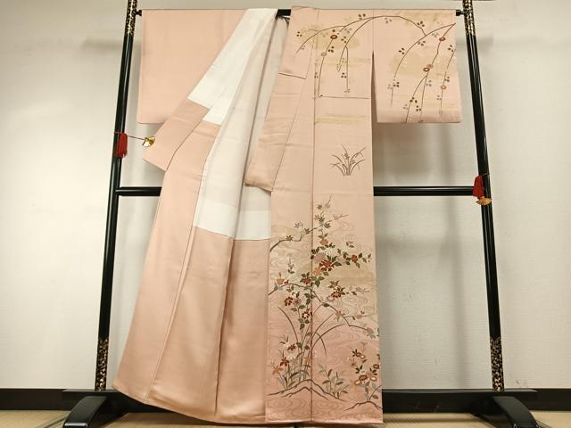 平和屋着物●訪問着 草花文 金彩 正絹 逸品 AABH0825fy