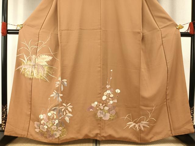 平和屋着物●訪問着 友禅 草花文 金彩 正絹 逸品 AABH0831fy
