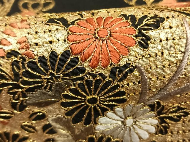 平和屋着物●中国三大刺繍 総刺繍 スワトウ刺繍 汕頭刺繍 黒留袖 扇面花文 金糸 松坂屋扱い 正絹 逸品 AABH0834fy