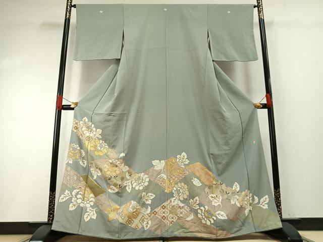 平和屋着物●西彩苑 色留袖 駒刺繍 草花文 金彩 高島屋扱い 正絹 逸品 AABH0837fy