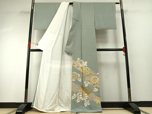 平和屋着物●西彩苑 色留袖 駒刺繍 草花文 金彩 高島屋扱い 正絹 逸品 AABH0837fy