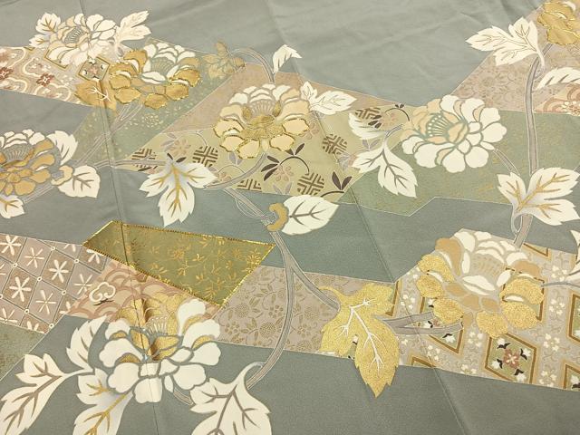 平和屋着物●西彩苑 色留袖 駒刺繍 草花文 金彩 高島屋扱い 正絹 逸品 AABH0837fy