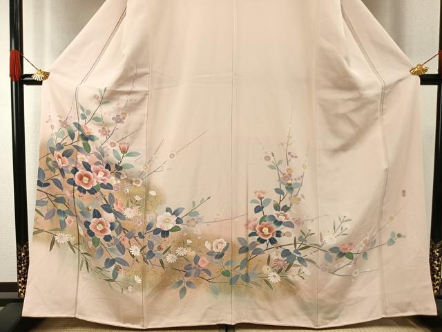 平和屋着物●訪問着 友禅 作家物 枝花文 暈し染め 金彩 正絹 逸品 AABH0840fy