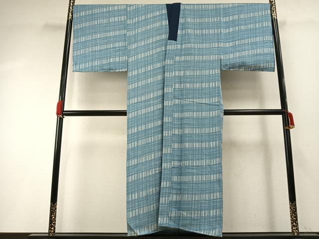 平和屋着物●男性 長襦袢 袷 格子 正絹 逸品 AABH0842fy