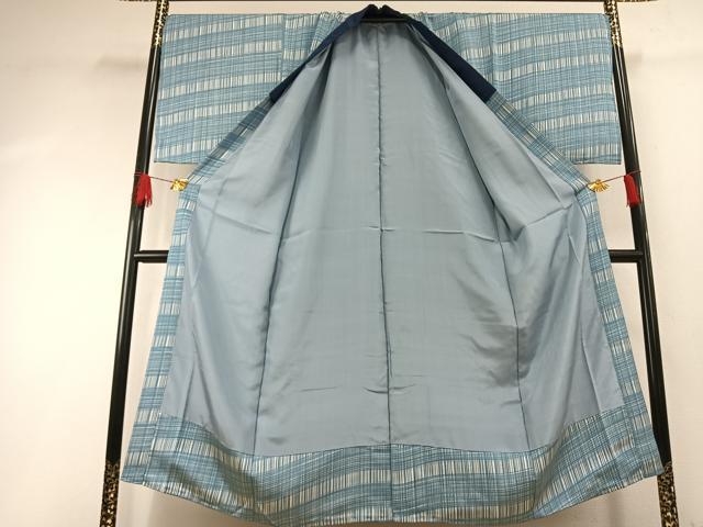 平和屋着物●男性 長襦袢 袷 格子 正絹 逸品 AABH0842fy