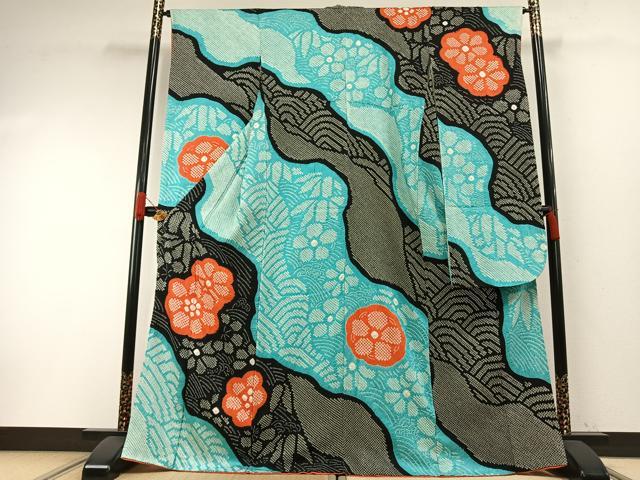 平和屋着物●豪華振袖 総絞り 道長花文 正絹 逸品 AABH0865fy