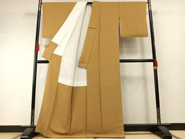 平和屋着物●上質な色無地 黄朽葉色 正絹 逸品 AABH0888fy