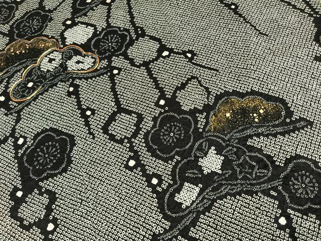 平和屋着物●豪華振袖 総絞り 駒刺繍 松竹梅 金彩 正絹 逸品 AABH0903fy