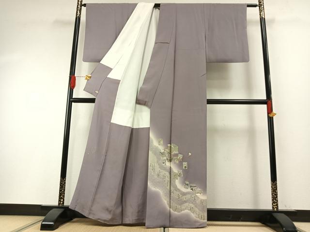 平和屋着物●松尾光琳 色留袖 かるた 銀彩 さが美扱い 正絹 逸品 未使用 AABH0905fy