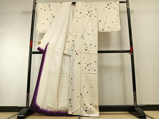 平和屋着物●上質な小紋 枝花文 正絹 逸品 AABH0917fy
