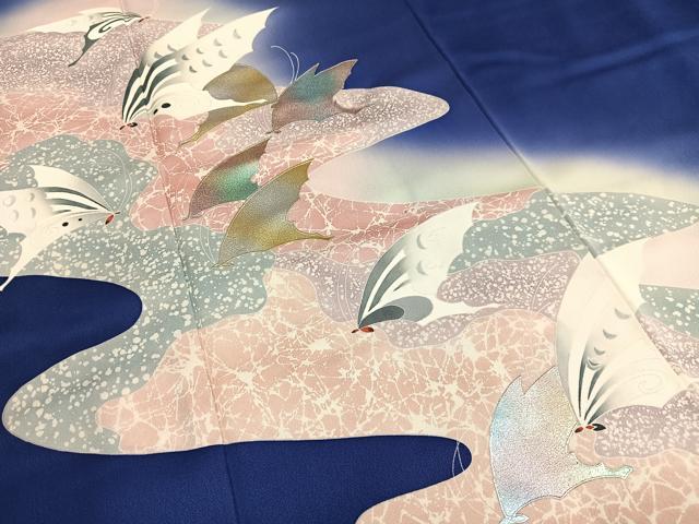 平和屋着物■訪問着 舞蝶文 暈し染め 金銀彩 正絹 逸品 AABH0921oa