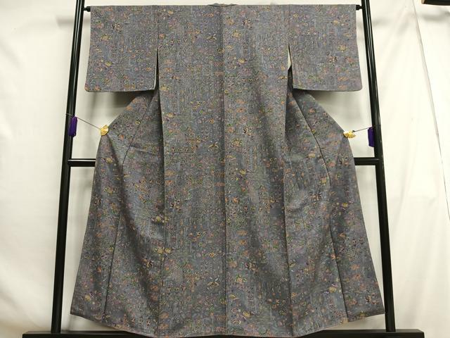 平和屋着物■小紋 花鳥文 洗える着物 AABH0928oa
