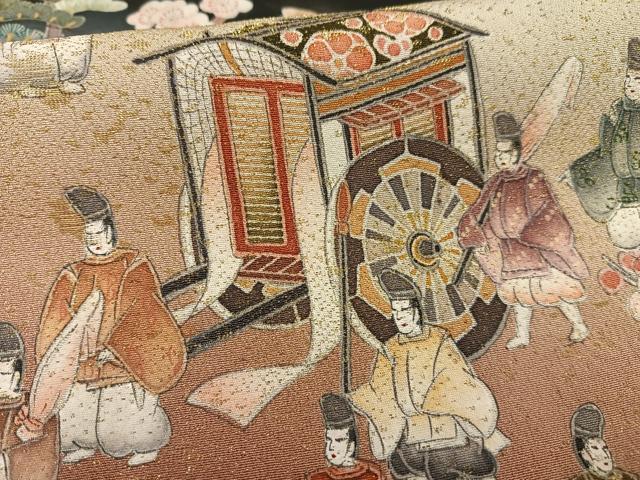 平和屋着物■豪華黒留袖 作家物 寿光織 人物松竹梅文 暈し染め 正絹 逸品 AABH0943oa