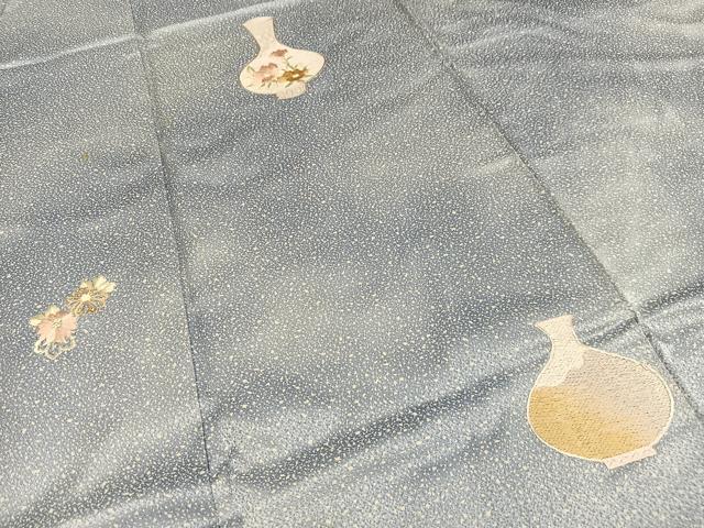 平和屋着物■色留訪問着 刺繍 花陶器文 暈し染め 正絹 逸品 AABH0960oa