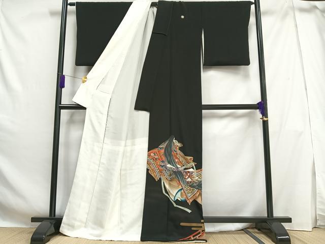 平和屋着物■豪華黒留袖 女人渡橋文 金糸 金彩 正絹 逸品 AABH0970oa