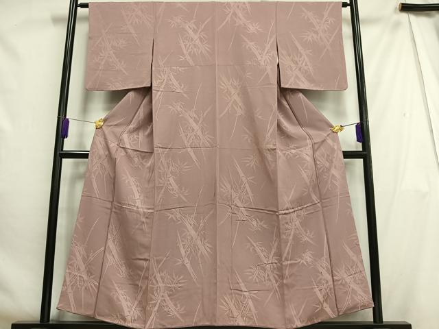 平和屋着物■上質な色無地 笹竹地紋 鴇浅葱色 正絹 逸品 AABH0991oa