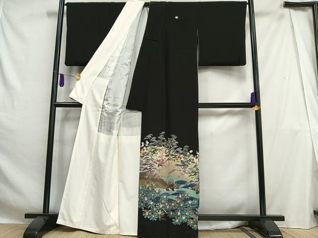 平和屋着物■豪華黒留袖 作家物 風景浜松文 正絹 逸品 AABH1002oa